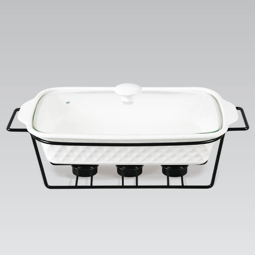 Марміт прямокутний 1,1л 30см кераміка скляна кришка + метал.підставка MR-11259-73 Maestro | Зображення 2