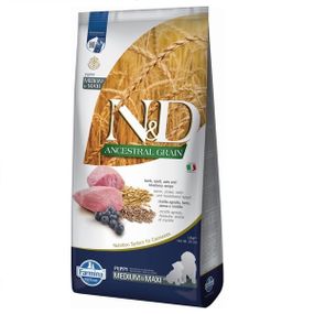Сухий корм з ягнятком для цуценят середніх та великих порід Farmina N&D Lamb & Blueberry Puppy Medium & Maxi, 12 кг