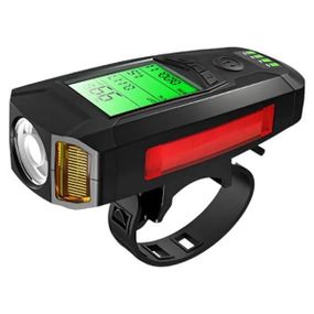 Велофара аккумуляторная влагоустойчивая с компьютером, сигналом и сигнализацией AS0808 Черная