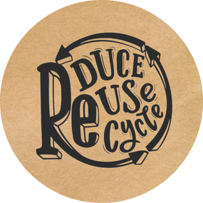 Этикетка наклейка круглая крафт "Reuse Reduce Recycle", Диаметр 50 мм, 250 шт/рулон, Viskom