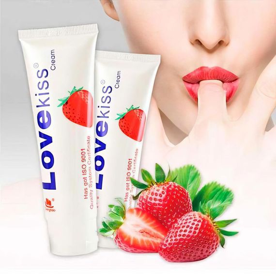 Гель-лубрикант зволожуючий їстівний Love Kiss 100 мл зі смаком полуниці Червоний | Зображення 1