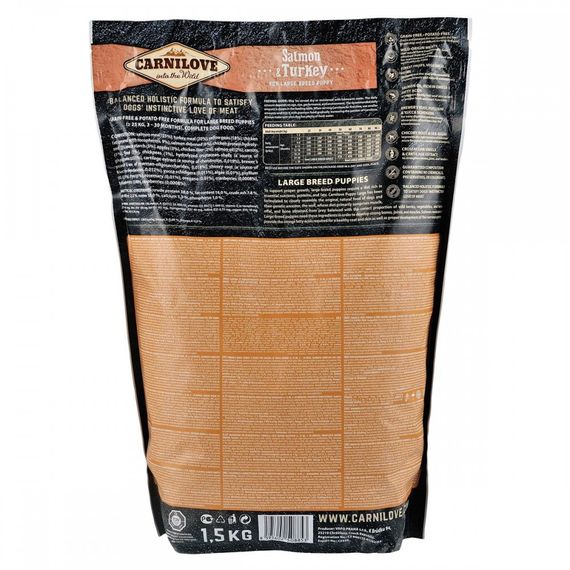 Корм сухий Carnilove Puppy Large Breed Salmon and Turkey для цуценят великих порід з лососем та індичкою 1,5 кг | Зображення 3