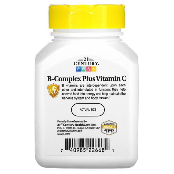 В комплекс 21st Century B Complex Plus Vitamin C 100 Tabs | Зображення 3