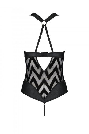 Сітчастий боді з халтером та ритмічним малюнком Passion Hima Body S/M, black Sex Aura | Зображення 4