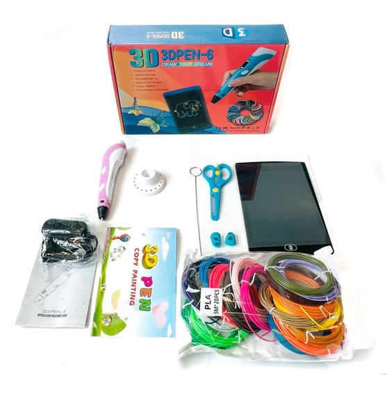 3D Pen-6 Великий набір для творчості 3Д ручка з LCD дисплеєм, графічний планшет, 100 м пластику та трафарети в комплекті | Зображення 1