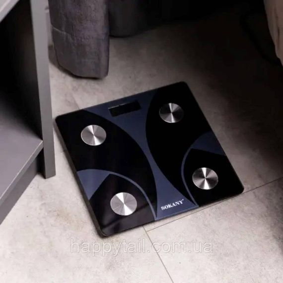 Смарт ваги електронні Sokany 26х26 см до 180 кг з Bluetooth Чорний SK-19029B | Зображення 1