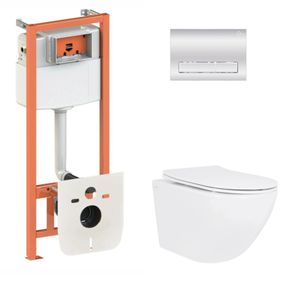 Набір Qtap Nest 4 в 1 підвісний унітаз Jay Ultra Quiet 520x360x320 + комплект інсталяції QT07335175W48198