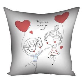 Подушка габардинова з принтом Щастя там, де ти! 40x40 см (4P_18L009)