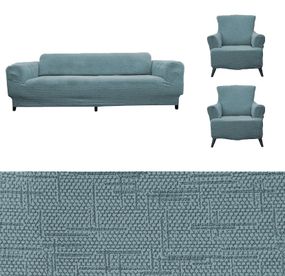 Жакардовий чохол на диван + 2 крісла Kora без спідниці М'ятний