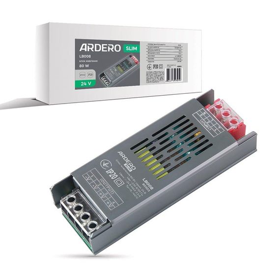 Блок живлення для LED стрічки Ardero LB008 SLIM 24В 80Вт IP20 (80303)