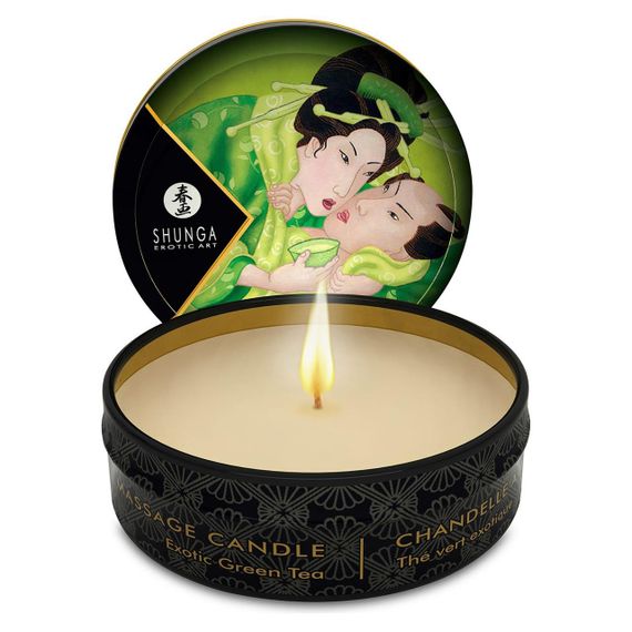 Масажна свічка Shunga Mini Massage Candle – Exotic Green Tea (30 мл) з афродизіаками sexstyle