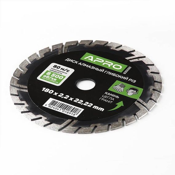 Диск по бетону 180х2,2мм (22-24%) Глубокий Рез APRO | Зображення 1