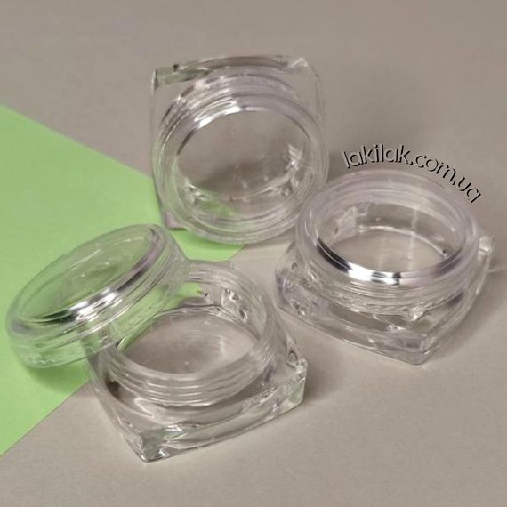 Тара прозора баночка для декора (квадратна, пластикова) 4мл