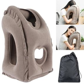 Надувна обіймальна подушка для подорожей (55х35х30см), в чохлі / Подушка-обіймашка для тривалих поїздок