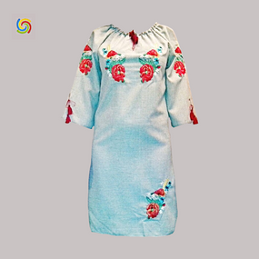 Платье вышитое Украинская вышиванка 365 цвет серый размер XXL/3XL