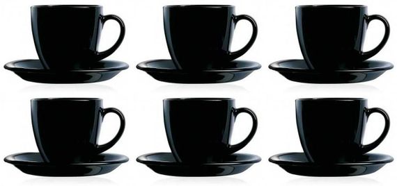 Чайний сервіз Luminarc Carine Black P4672, 12 предметів, на 6 персон
