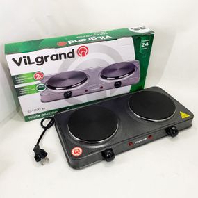 Настільна електрична плита на 2 дві конфорки ViLgrand VHP152F 2000 Вт, Плитка електрична переносна EO-27
