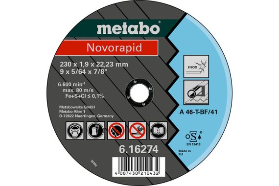 Круг відрізний Metabo NOVORAPID 230 X 1,9 X 22,23 INOX, TF 4161 6274000
