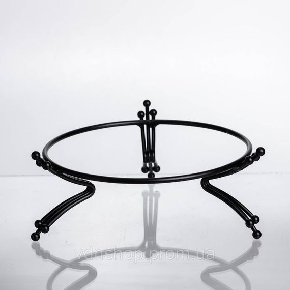 Фруктовница фарфоровая на металлической подставке Ø20 (см) круглая ваза конфетница для фруктов Черный LB-1570B | Зображення 3