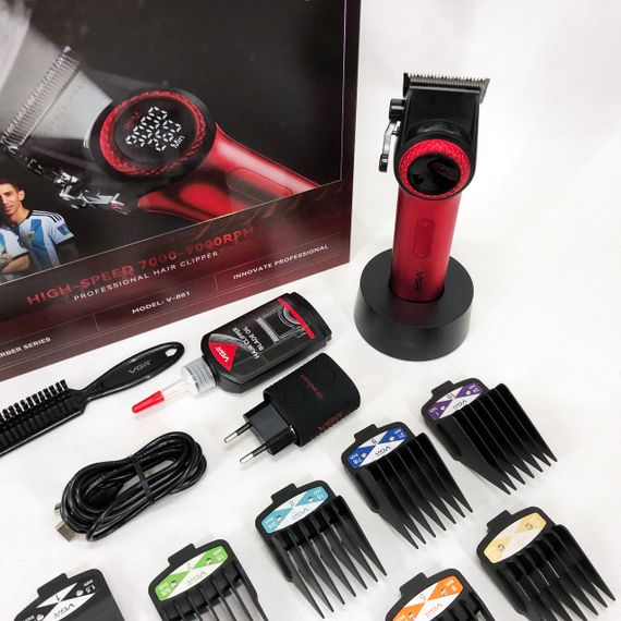 Професійна машинка для стрижки волосся VGR V-001 RED з дисплеєм 9000 об та 10 насадками (1,5-24 мм) | Зображення 3