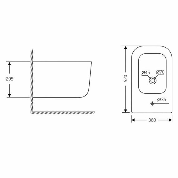 Біде підвісне Qtap Gemini 520×360×295 мм, White QTTAU28W49121 | Зображення 1
