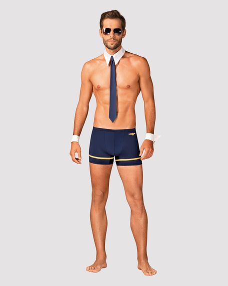 Еротичний костюм пілота Obsessive Pilotman set 2XL/3XL, боксери, манжети, комір з краваткою, окуляри | Зображення 2