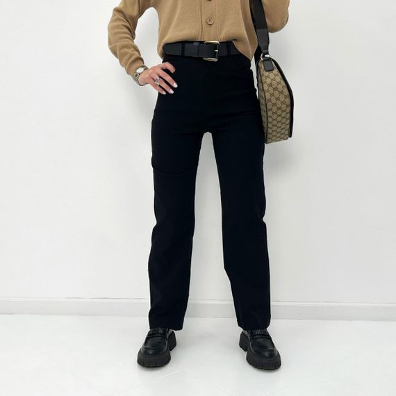 Женские широкие брюки палаццо из джинс-бенгалдина GF01698 цвет черный, размер 44