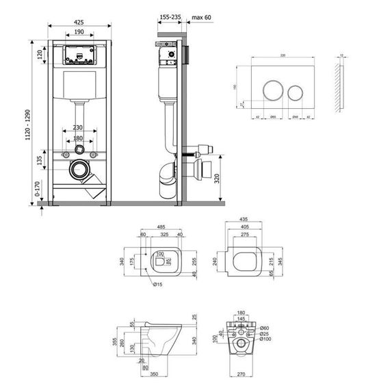 Готове рішення Qtap для ванної кімнати: підвісний унітаз Tern Ultra Quiet 490x365x325 + комплект інсталяції Nest 4 в 1 (кругла | Зображення 1