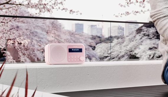 Портативное цифровое радио SHARP с Bluetooth 5.0, DAB+/FM, будильником, USB/батарея, радиоприемник розовый | Зображення 2