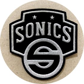Нашивка на одяг (термо) Seattle SuperSonics 70*75 мм Срібляста
