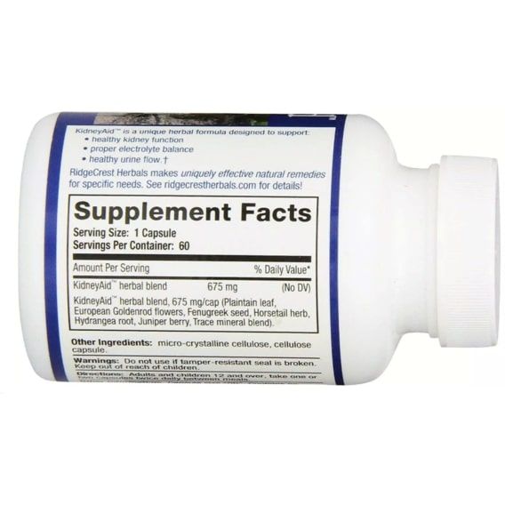 Комплекс для профилактики работы почек RidgeCrest Herbals Kidney Aid 60 Veg Caps RCH168 | Зображення 1