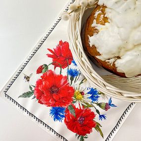 Салфетка на стол, для корзинки Маки и васильки 30х65 см (SLF_22U008)