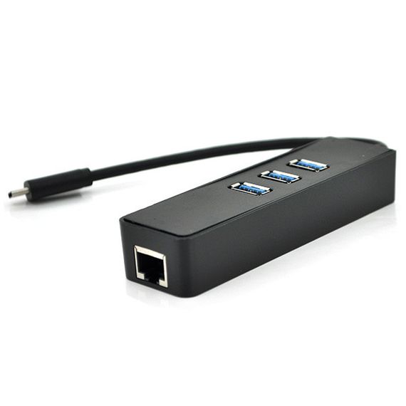 Type-C-хаб, 3хUSB 3.0 + 1 Gigabit Lan, Black, Box | Зображення 1