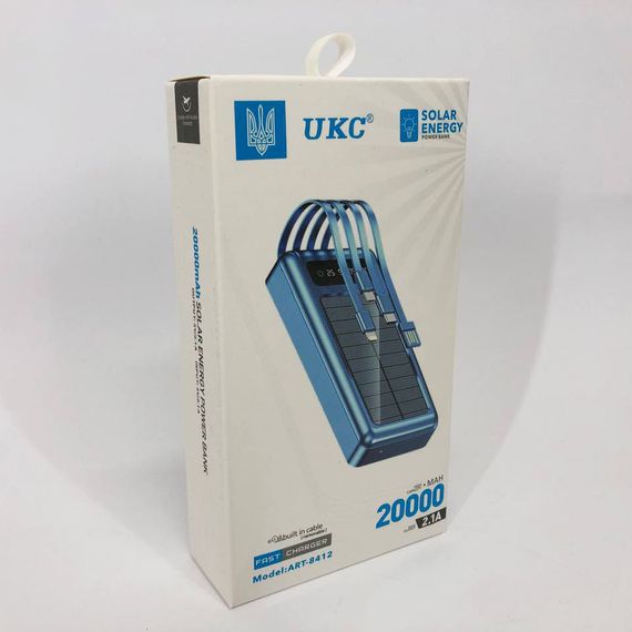 Портативное зарядное устройство на 20000mAh, Power Bank на солнечной батарее, для планшета. JA-212 Цвет: синий | Зображення 1