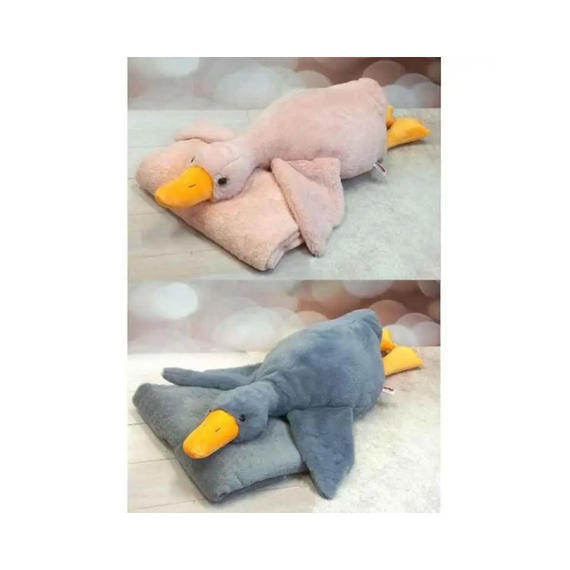 Подушка-обіймашка сірий Гусак із пледом, плюшева іграшка Гусак-обіймась 90 см | Зображення 6