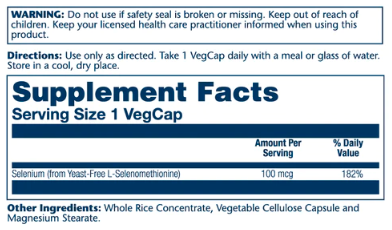 Selenium Yeast Free 100mcg - 90 vcaps | Зображення 1