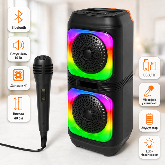 Колонка-Bluetooth 4дюйма / Акустика с микрофоном GTS-2133 40 см / Аккумуляторная колонка | Зображення 3