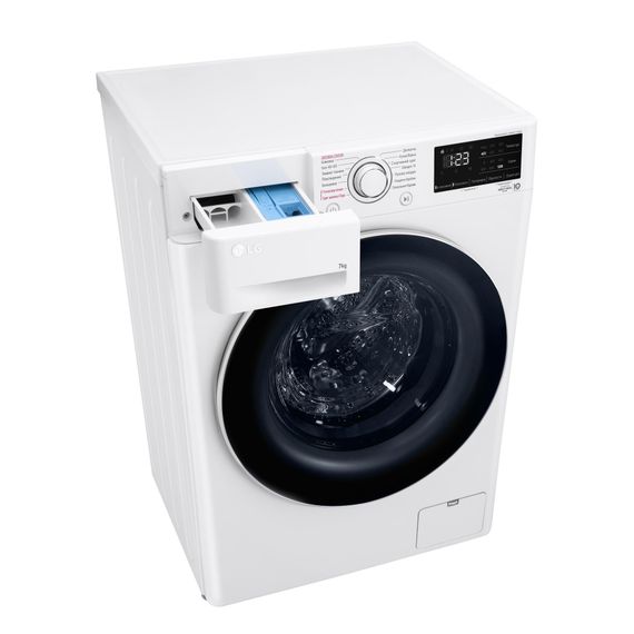Пральна машина LG фронтальна, 7кг, 1200, A+++, 48см, дисплей, пара, інвертор, білий (F2V3HS0WW) | Зображення 7