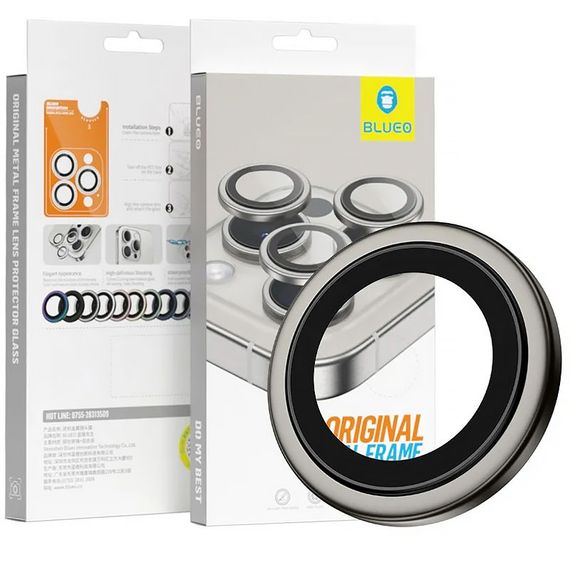 Захисне скло BlueO Metal на камеру для Apple iPhone 16 Pro / 16 Pro Max / 15 Pro / 15 Pro Max Сірий / Natural Titanium | Зображення 3
