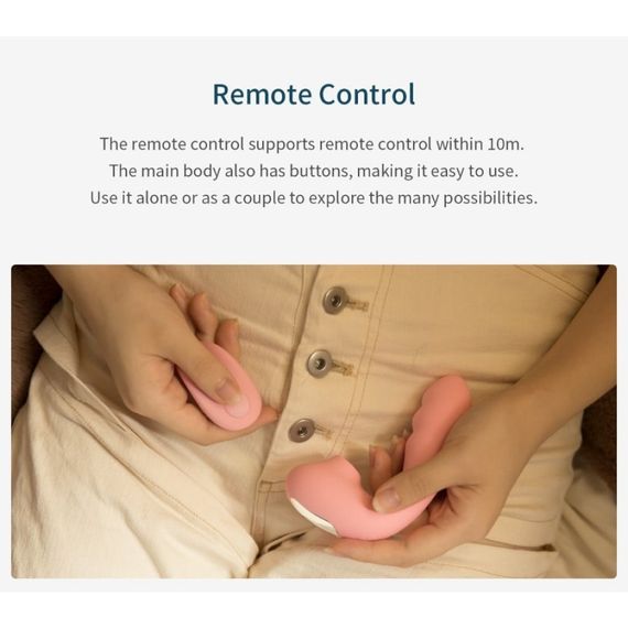 Вібратор вакуумний з подвійною стимуляцією BeYourLover Tara X на пульті керування, рожевий Sex Aura | Зображення 9