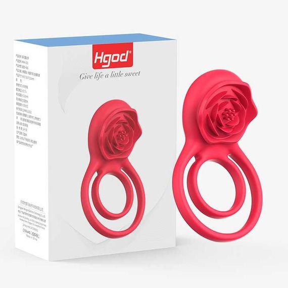 Подвійне рекційне кільце з вібрацією Hgod Rose USB | Зображення 3