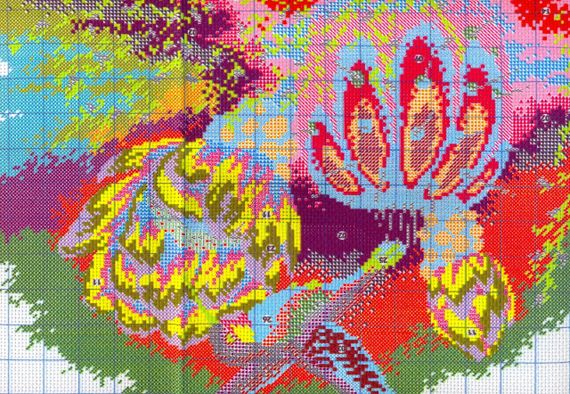 Набір для вишивання за нанесеною на канву схемою "Flowers and hummingbird". AIDA 14CT printed 44*32 см | Зображення 7