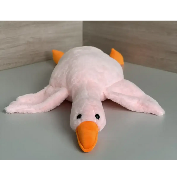 М'яка іграшка подушка з пледом 3в1 Гусак-Обнімусь 93 см рожевий, затишний рожевий плед 105×190 см | Зображення 1