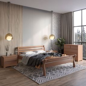 Односпальне дерев&#039;яне ліжко Mebigrand Верона Коричневий (RAL8025) 80х190 см (MBG-4488)