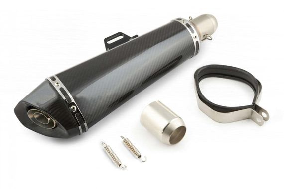 Глушник тюнінг мото 460 * 135mm нержавейка овал карбон світлий прямоток