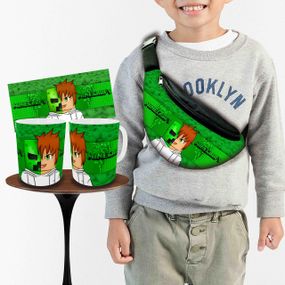 Набор: детская сумка-бананка+кружка Майнкрафт "Minecraft" 32х15см,бананка для мальчика через плечо (00923)