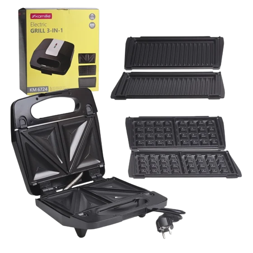 Електричний гриль 800W 3в1 зі знімними пластинами 6724 KAMILLE