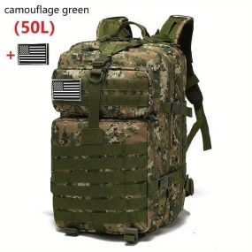 Тактичний армійський рюкзак 1000D об'ємом 50.01 л, MOLLE-сітка, амортизаційні плечові ремені Камуфляж
