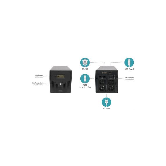 Пристрій безперебійного живлення Digitus 1000VA DN-170074 (DN-170074) | Зображення 3