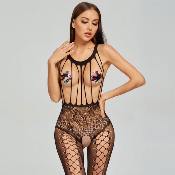 БодіСтокінг (Боді комбінезон Сітка) Babydoll 46 Чорний 062 | Зображення 5
